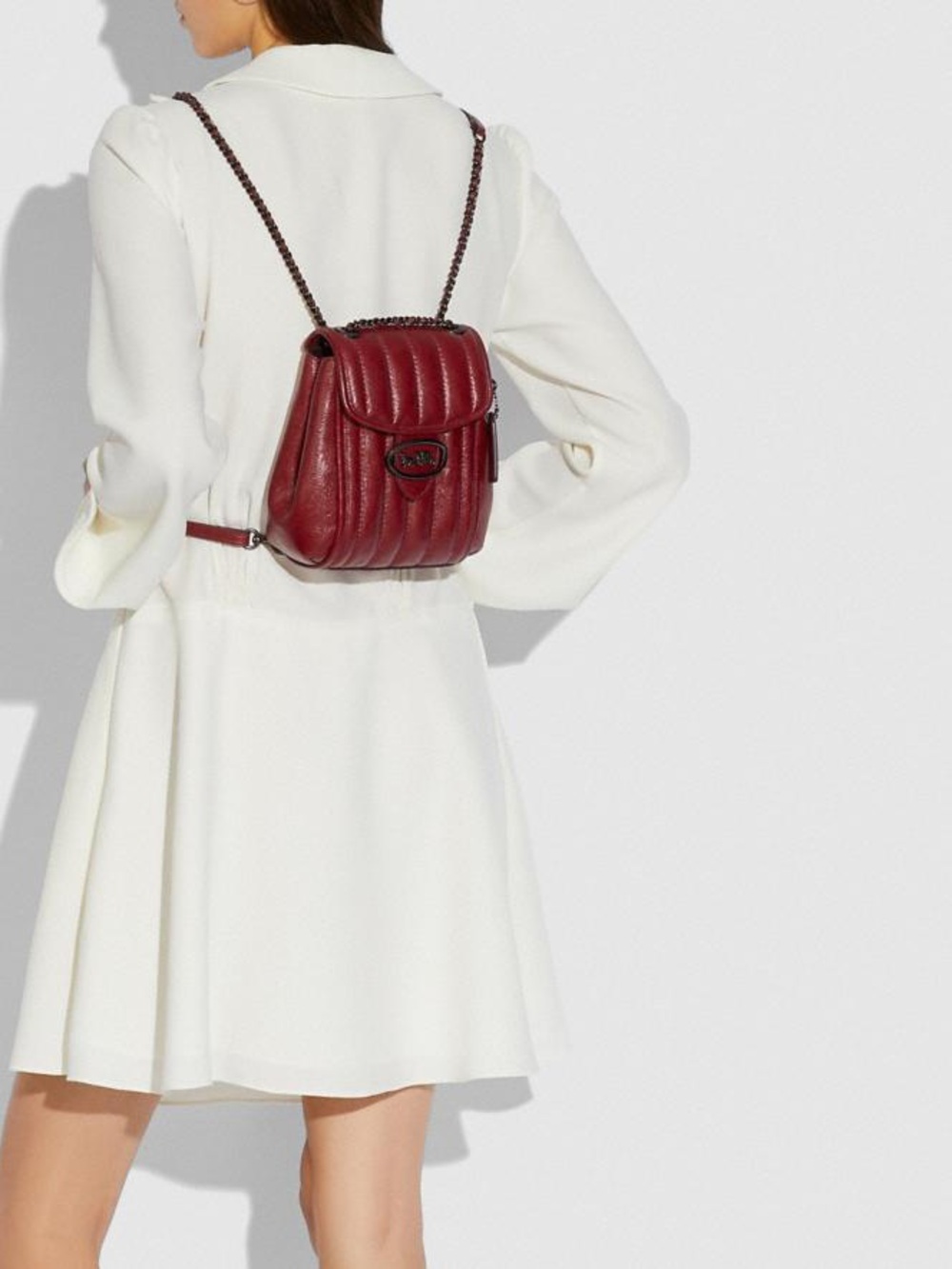 Coach Melody Mini Quilted Backpack Deep Red Pewter Convertible Shoulder Bag
